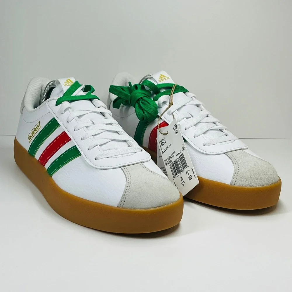 Adidas VL Court 3.0 Skateboarding Mens 10 White Green Red IF4466 Sneakers